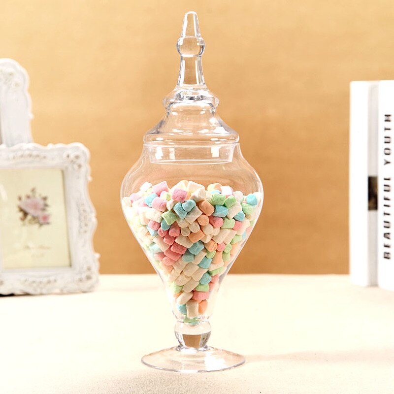 Transparante Glazen Snoeppot Met Deksel Bruiloft Dessert Display Stand Huishoudelijke Snoep Opslag Jar Bruiloft Decoratie Craft Ornament