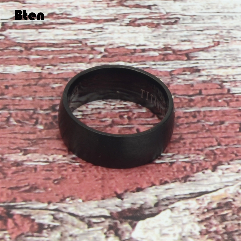 Bten Men's Black Titanium Ring Matte Finished Classic Engagement Anel Jewelry For Male Wedding Bands