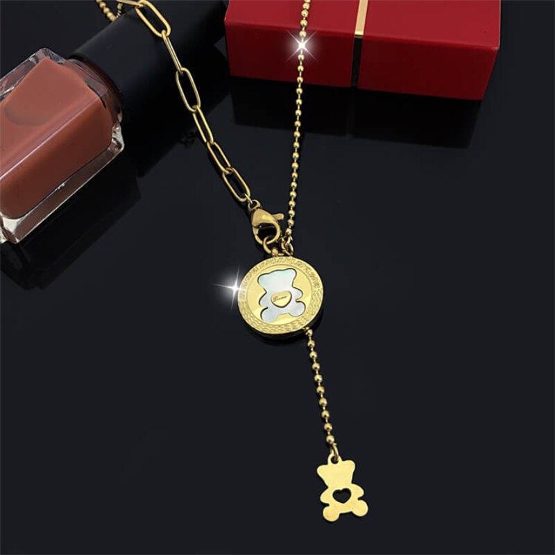 charm shell love bear chain necklace necklace for women golden animal necklace pendant jewelry Party