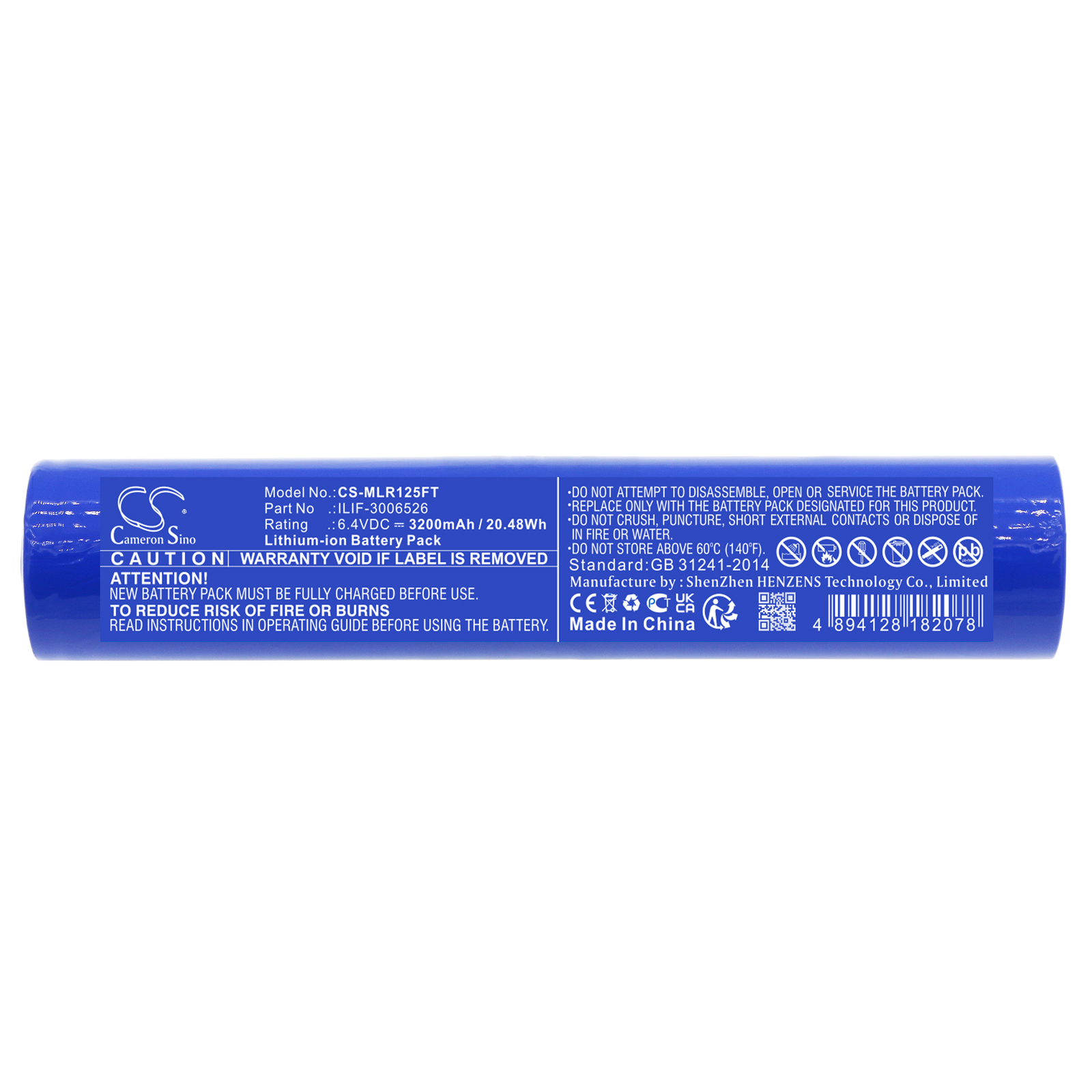Zaklamp 3200mAh / 20,48Wh batterij voor Maglite: ILIF-3006526 Fit Model: ML125,ML150LR,ML150LRX