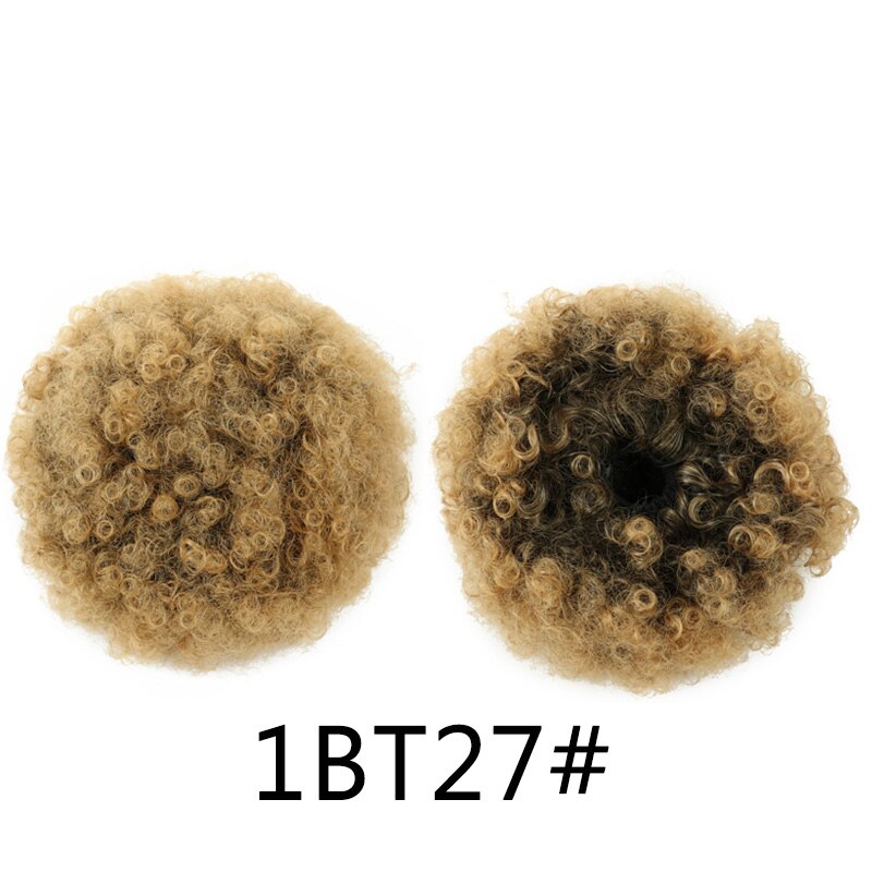 WonderLady Ombre Afro Ponytail Synthetic Puff Curly Chignon Drawstring Ponytail Hairpiece Hair Bun Extension Updo Short Large: T1B/27