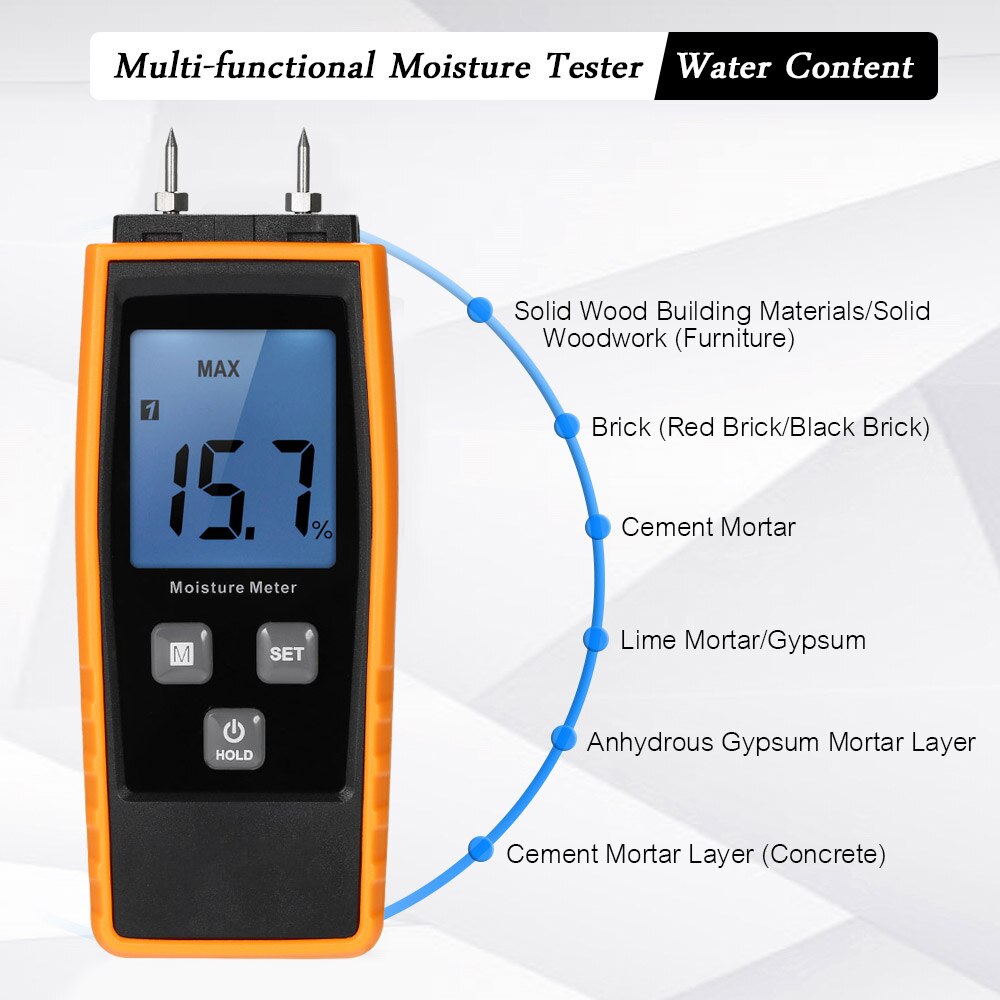 Handheld Mini Digitale Lcd Vocht Vochtigheid Meter Hout Plant Vochtmeter Detector Hygrometer Voor Hout Hout Gipsplaten