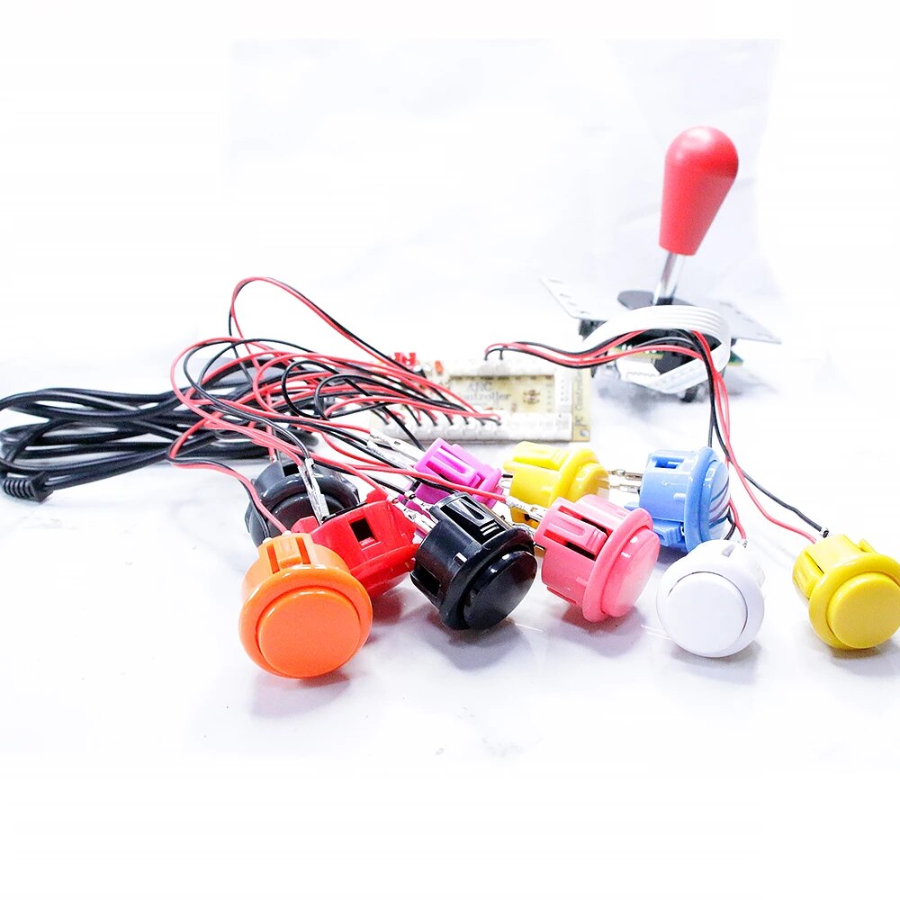 Copie SANWA Machine de jeu Console d'arcade Kit de bricolage boutons poussoirs de Joystick 8 voies pour PC Raspberry Pi contrôleur de carte USB à retard zéro
