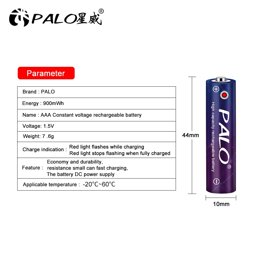 1.5V Li-Ion Aaa Oplaadbare Batterij 900mwh Aaa 3A Batterijen