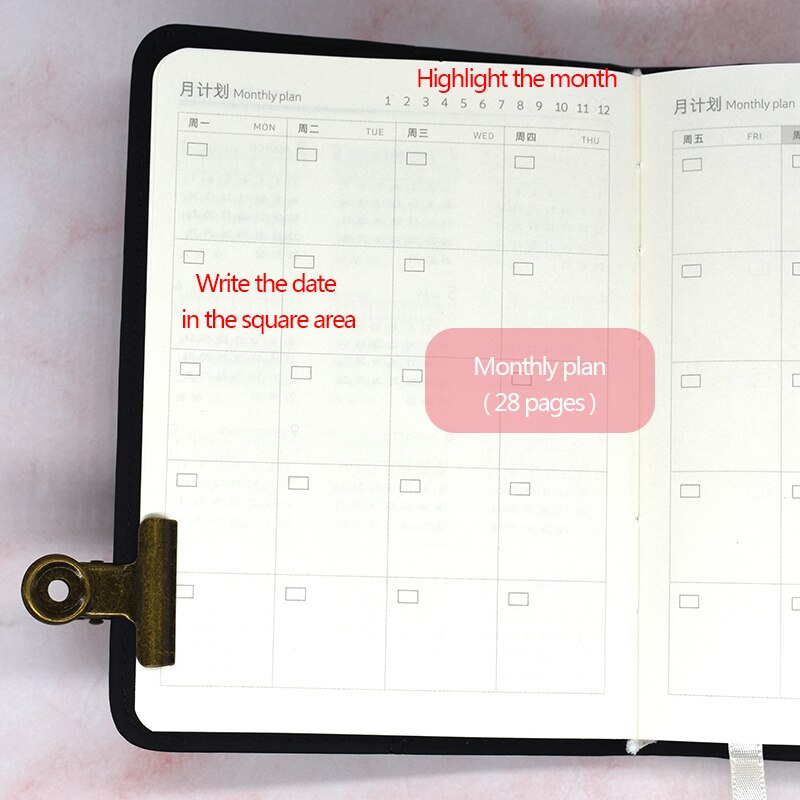 Yearly Agenda Planner Monthly Weekly Plan Portable A6 Kawaii Pocket Notebook Cute Diary Flower Journal Office Stationery
