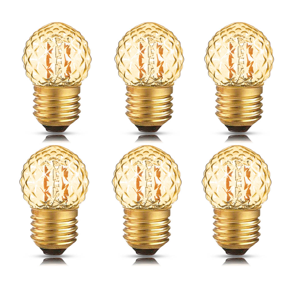 Bombillas de noche Led G40 E27 de bajo vatio, 1W, igual a 10 vatios, bombilla incandescente, regulable, decorativa, con forma de diamante, bombilla de vidrio ámbar: YELLOW / Verde