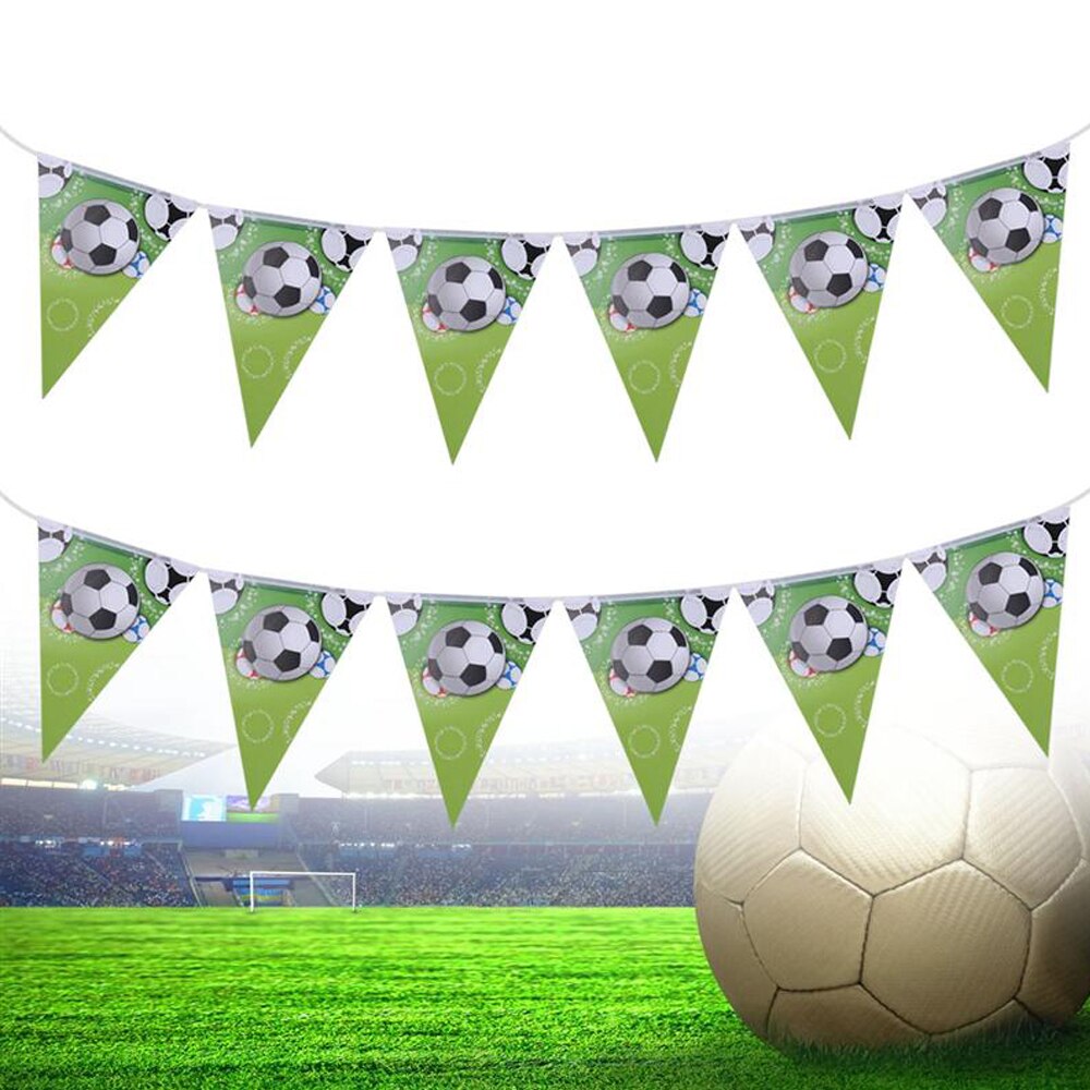 Fotboll födelsedag dekorationer festtillbehör sportig fotboll flaggor tema bunting banderoller girlander set (grön)