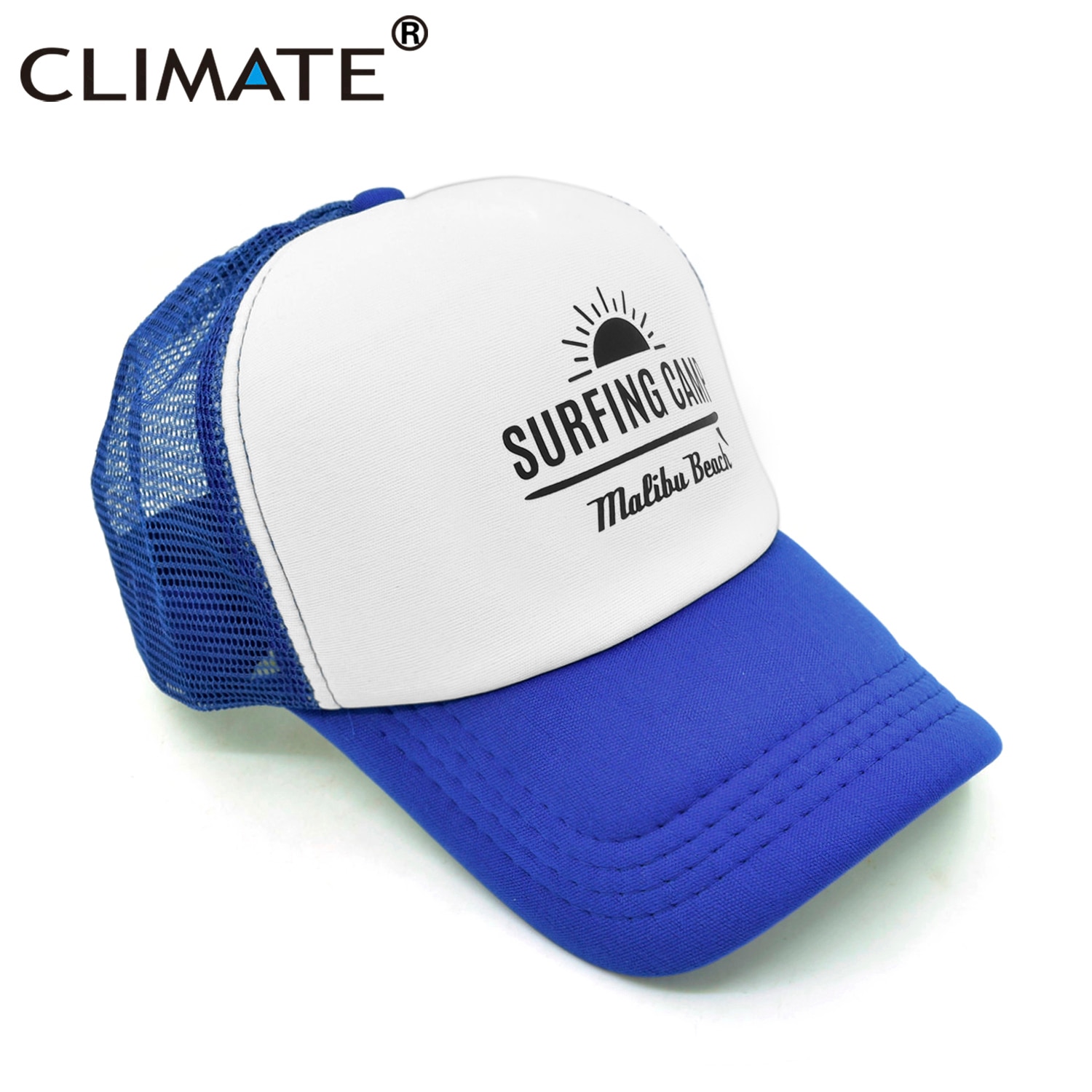 CLIMATE Surfing Camp Cap Malibu Beach Trucker Cap Hat Surfing Fan Surfer Hip Hop Cap Surfboard Surf Riding Mesh Cap Hat Youth