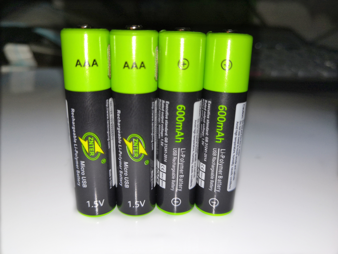 Znter 1.5v aaa-akkus, 600 mah, usb-wiederaufladbarer lithium-polymer-akku, schnellladung über micro-usb-kabel: Nur 4 stück batterie