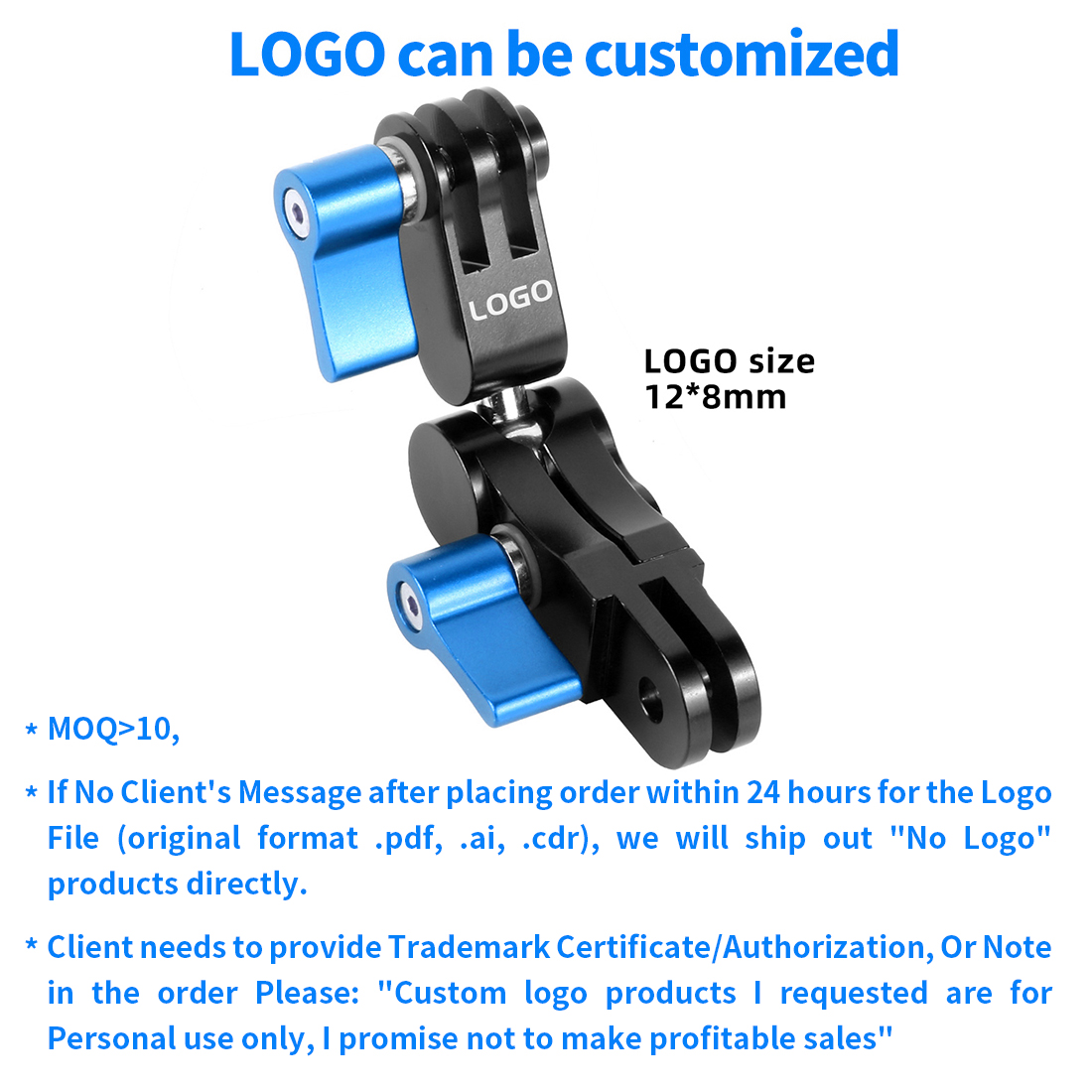 BGNing 360 Degree Rotation Metal Adapters Helmet Adapters Mounts for Gopro for Osmo Action for AKASO EK7000 4K Action Camera: Blue Customizable