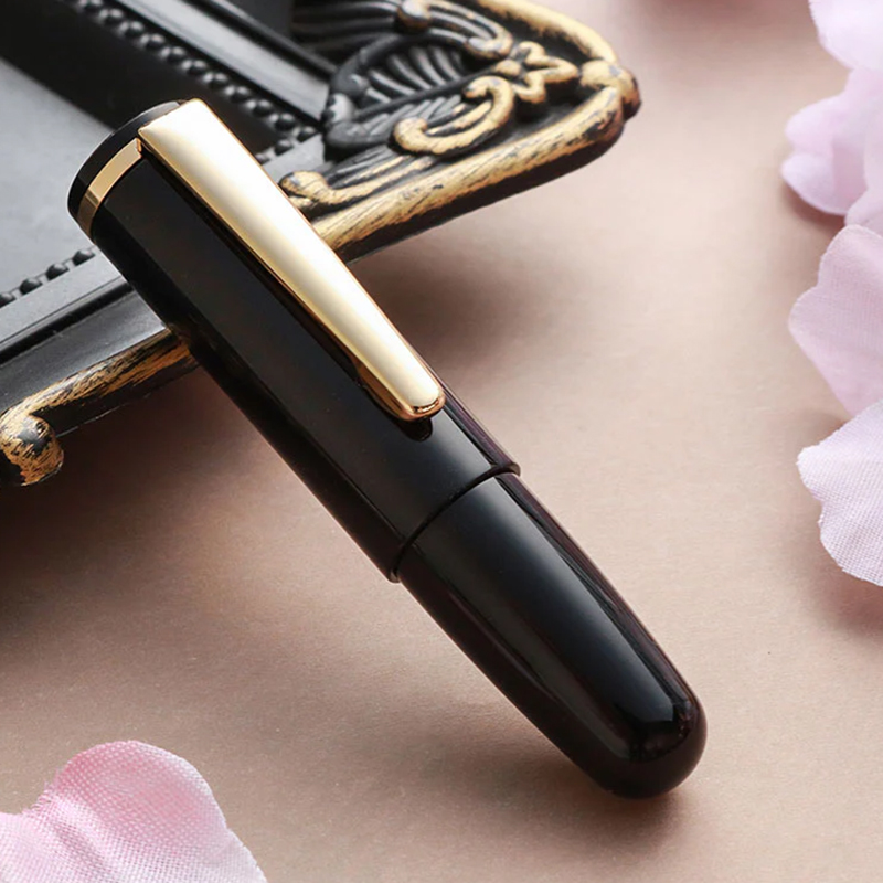 Mini pluma estilográfica, pequeña y Linda, se puede llenar con tinta para escribir.: Negro / efecto