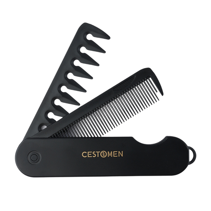 1/2/3 in 1 Pocket Folding Combs Plastic Wide Tooth Oil Head Comb Beard Combing Barber Clipper Comb Salon Hair Styling Tools: Yellow