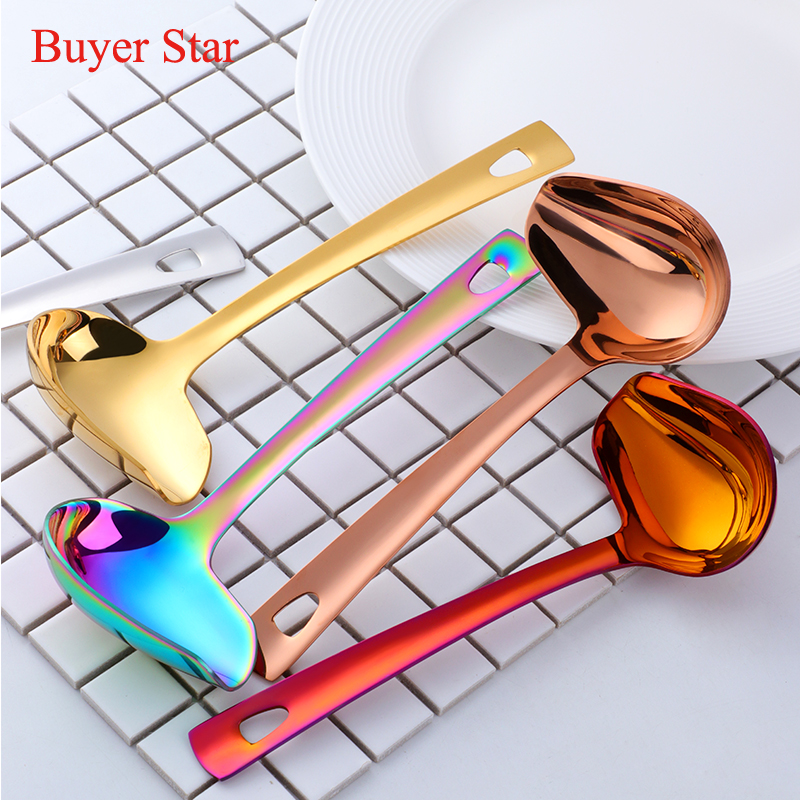 1Pc/2Pc Gold Servies Roestvrij Staal Soep Lepel Kleine Saus Pollepel Voedsel Serveren Gereedschap Metalen Creatieve Olie scoop Keuken Gebruiksvoorwerp