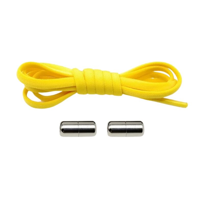adulte enfants lacets de chaussures élastiques réglable bricolage pas de cordes à cravate avec des boucles en métal: YELLOW
