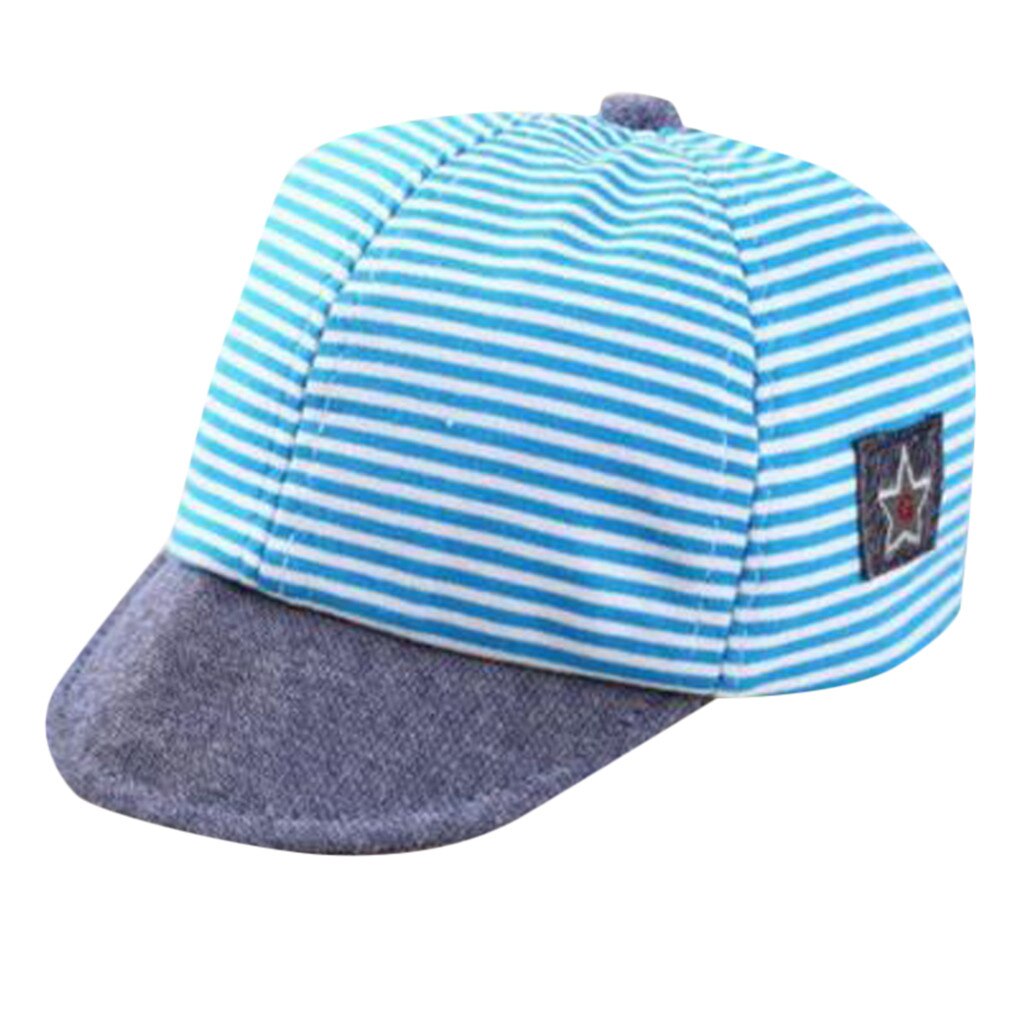 Cappello da bambino in cotone estivo cappello da bambino a righe Casual carino cappellino morbido gronda per bambini ragazze protezione solare cappelli cappellini детские шапки и шапки: Cielo Blu