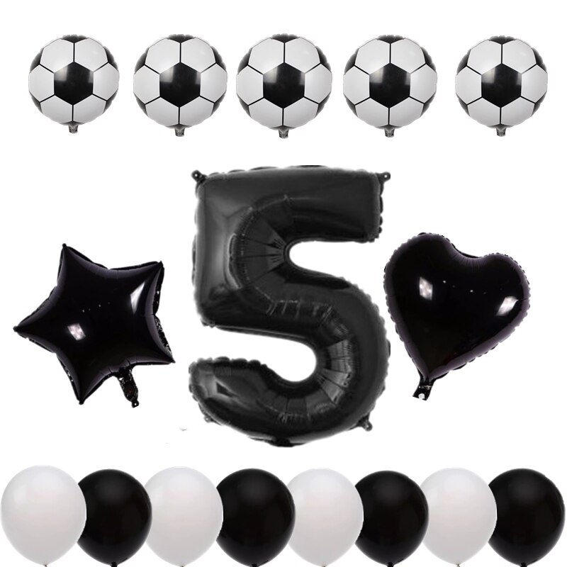 16 Uds 10 pulgadas Mini globo de fútbol Set 0-9 Número forma de estrella y corazón globos de aluminio DIY niños Baby Shower decoración de de cumpleaños