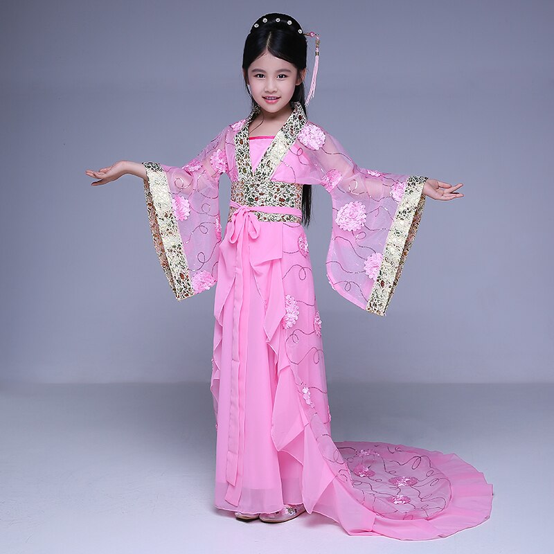 Kinderen Kant Tailed Prinses Cosplay Kostuum Meisje Tang Koninklijke Prinses Dans Kostuum Kinderen Hanfu Jurk Chinese Folk Kostuum 89