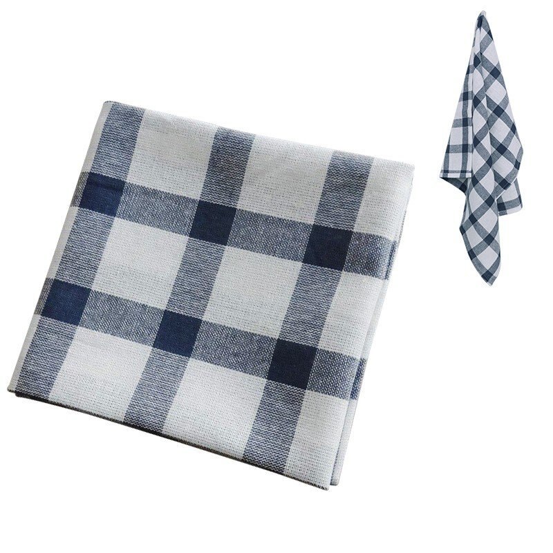 5pcs/batch Cotton Wiping Cloth Western Restaurant Napkin Towel Absorbent Cotton Plaid Tea Towel Handkerchief: White grid 46x70cm