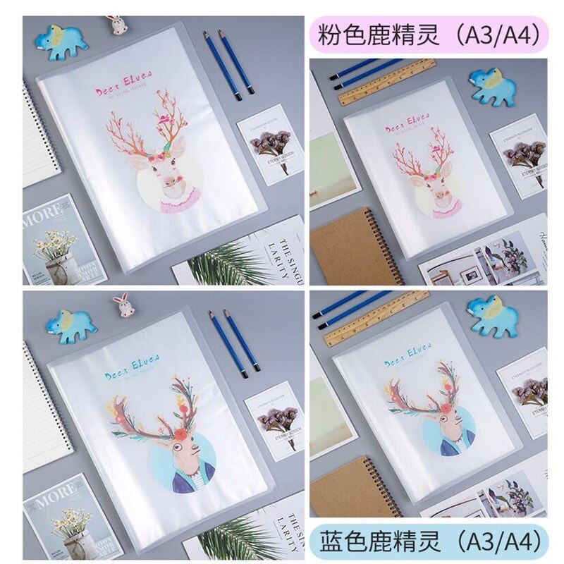 A3 Display Book 30 Pages Transparent Insert Folder Document Storage Bag for Bank Campus File Office Workplace Student