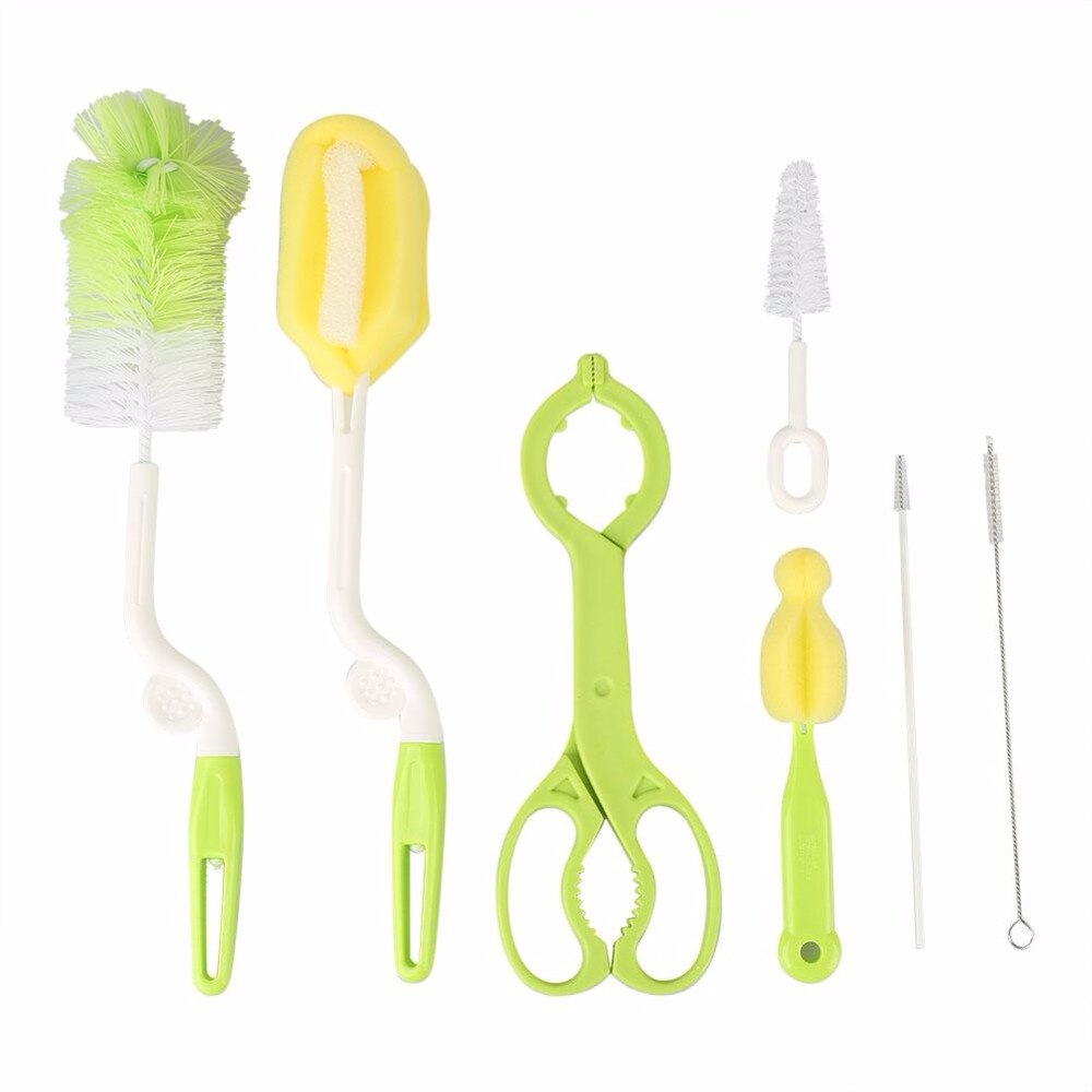 7 stks/set Baby Zuigfles Borstels Fles Spons Nylon Kinderen Melk Fles Wassen Borstels Cleaning Tools