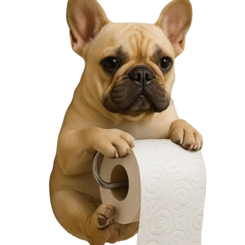 Wall Mount Toilet Paper Holder Dog Shape Funny 3D Printed Towel Holder Paper Rack Bathroom Dog Sculpture Paper Holder: black