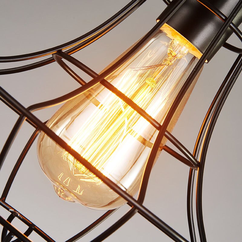retro loft pendellys industriell vindjern hengende lampe ledet svart lysarmaturer til kjøkken stue restaurant  e27