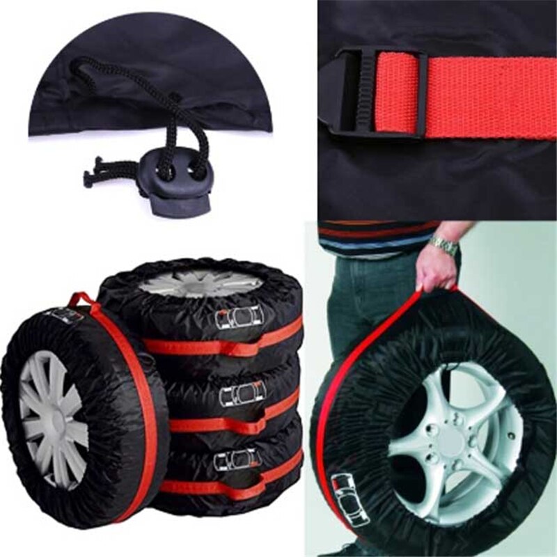 1 pçs caso capa de pneu de reposição poliéster inverno e verão sacos de armazenamento de pneus de carro acessórios de pneus automóveis veículo protetor de roda quente