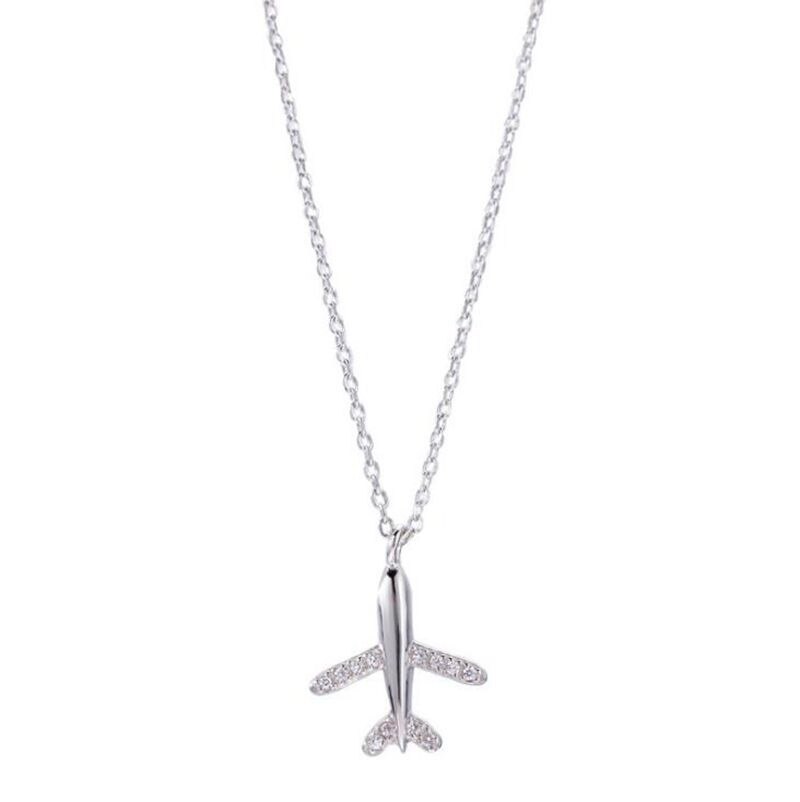 ICH Liebe Reise Flugzeug Halskette 925 Sterling Silber Inlay Zirkon Frauen Schmuck Geburtstag Weihnachten