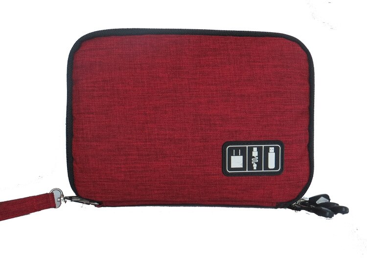 hoch Klasse Nylon 2 Schichten Reise Elektronische Zubehör Organizer Tasche, Reise Gerät Tragen Tasche, perfekte Größe passen für iPad: Burgund / L