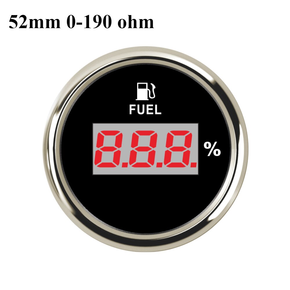 2''52mm Lcd Display Digitale Brandstofmeter Meter 240 ~ 33ohm /0 ~ 190ohm Olie Meter Indicator Met Rode backlight Voor Auto Boot 9-32V: BS 0-190ohm