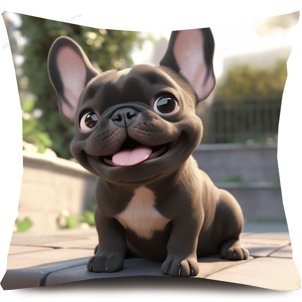Niedlicher Haustier-Kissenbezug mit französischer Bulldogge, Kissenbezug, Sofa-Kissenbezug, Raumdekoration: sehen unter Pro Größe Beschreibungen / Blau