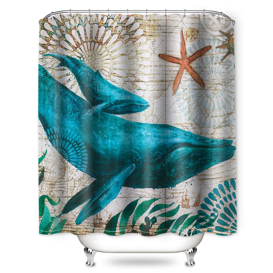 1pc 180 x 180cm gröna blad utskrift duschdraperi bearroom moderna naturliga växtmönster polyester badrumsgardiner: R