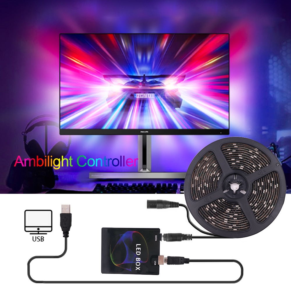 Ambient Controller Kit Image Music Sync 5V USB TV HDTV Computer Monitor Backlight PC Dream Screen Light Box for RGB LED Strip