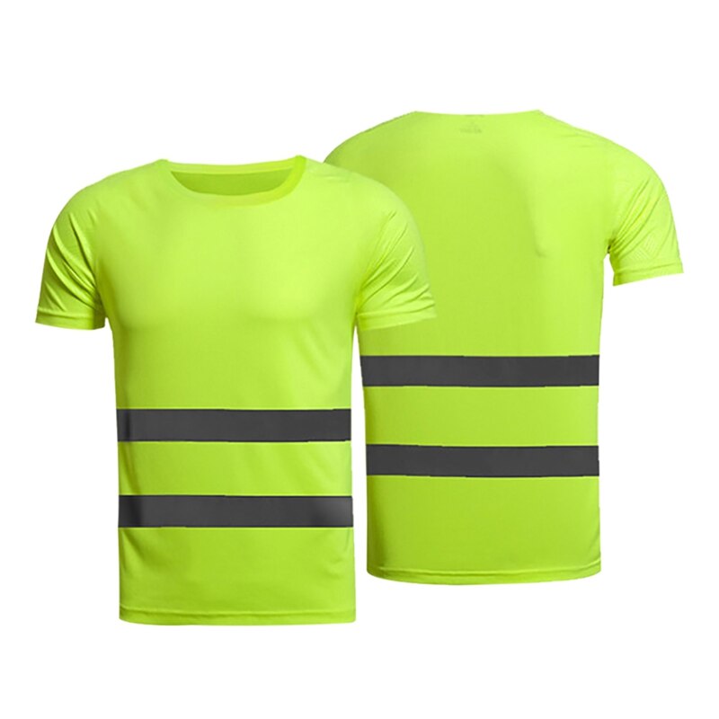 Zomer Fluorescerende geel orange hoge zichtbaarheid veiligheid werk running shirt zomer ademend werk t-shirt reflecterende t-shirt