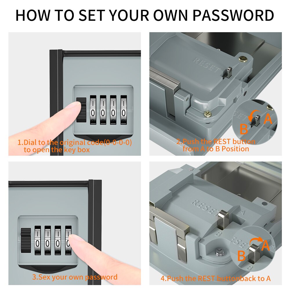 Key Lock Box with 4-Digit Combination Lock Box for House Key Wall Mounted Weatherproof Resettable Code Key Lock Box for Outsid