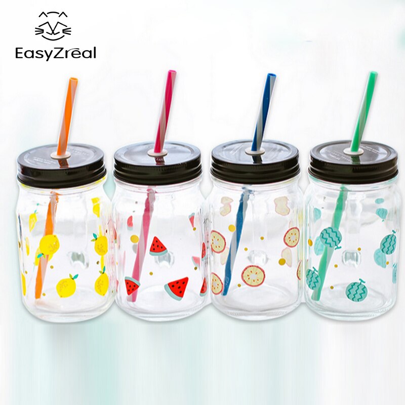 Easyzreal frukt murer krukke flaske farget bar kopp kaffe krus med håndtak glass krus kontor elskere øl vin glass krukke