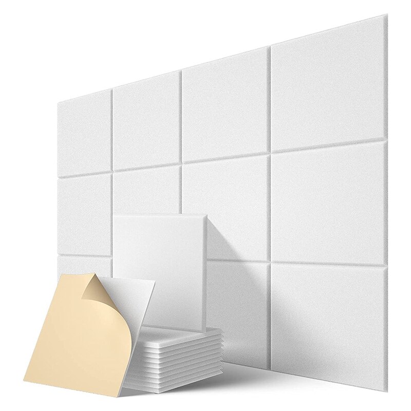 Zelfklevende Akoestische Panelen 12 Pack,12X12X0.4 Inch Sound Proof Padding, geluid Absorberende Panel Voor Thuis: Chocolade
