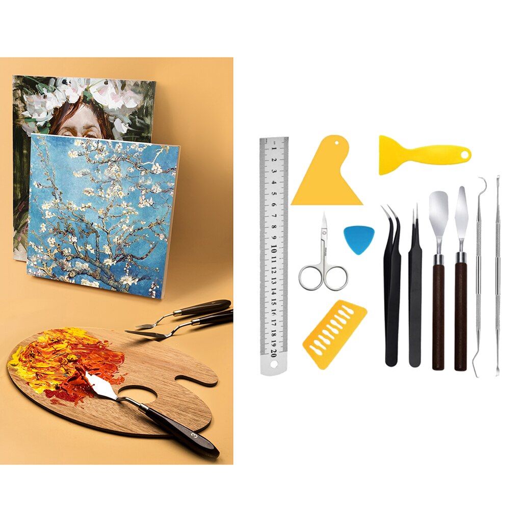 12Pieces Craft Vinyl Weeding Tools Set, Basic Vinyl Tool Kit for Weeding Vinyl, Silhouettes, Cameos, Lettering Scrapbooking: Black