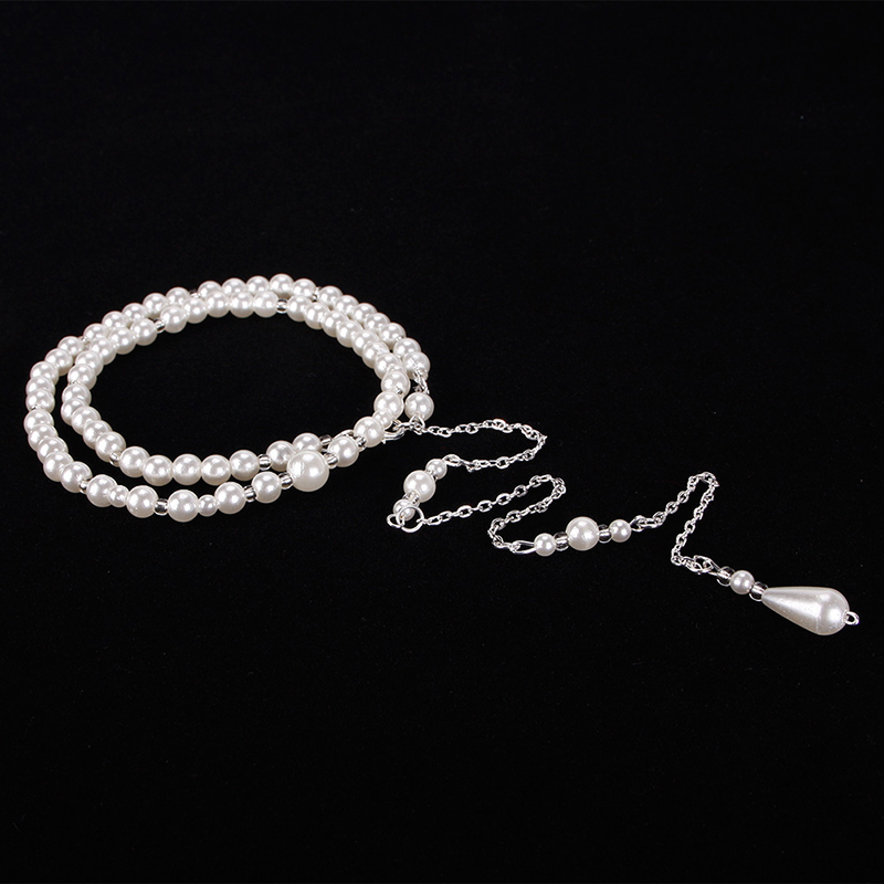 Eenvoudige Ketting Gesimuleerde Parel Lange Ketting Backless Jurk Accessoires Sieraden Gelaagde Terug Bruiloft Bruid Sieraden