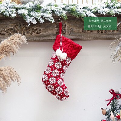 Rode Kous Gebreide Sokken Voor Home Decoratie Kerst Cadeau Zak Snoep Zakken Bag Kerstsok Ornamenten: E