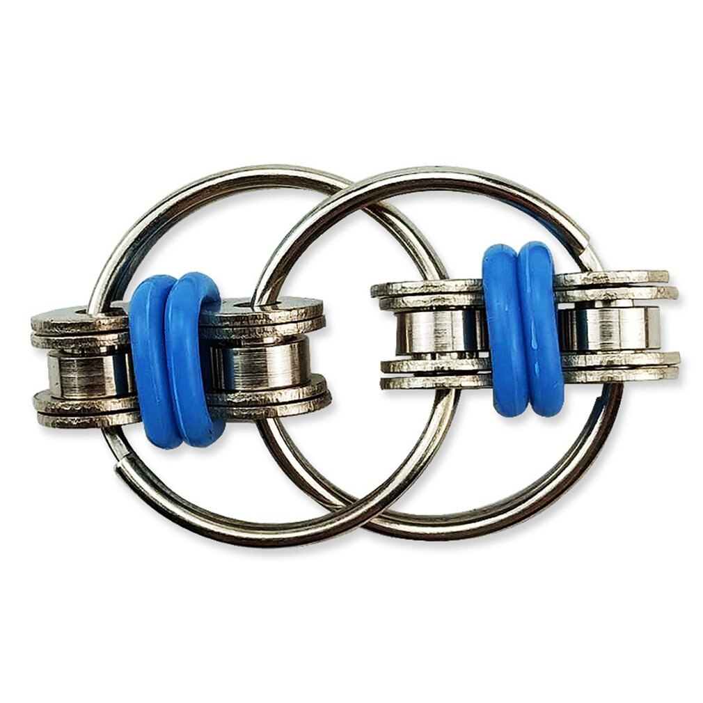 Flippy Chain Fidget Toy Perfect for Anxiety and Autism - Bike Chain Fidget Stress Reducer for Adults and Kids: blue
