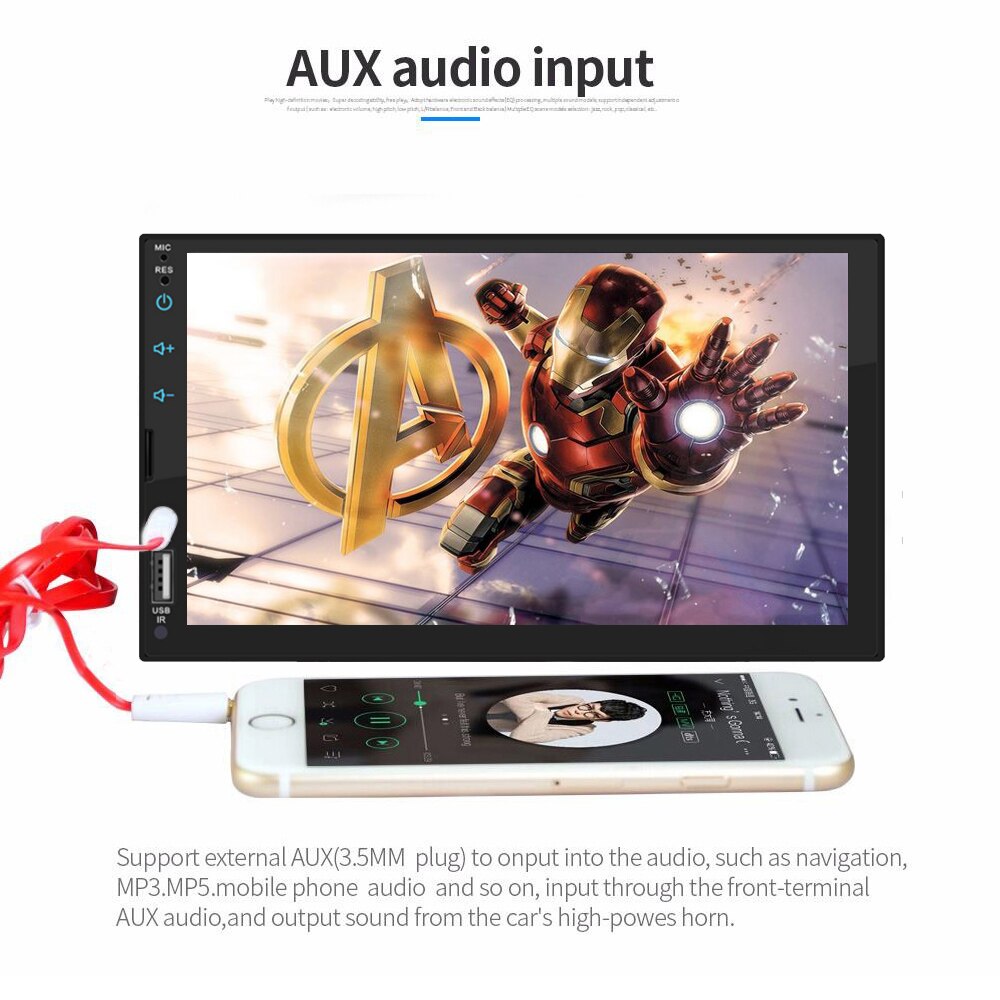 2 Din Capacitance Touch Screen Car MP5 Player with Bluetooth FM Radio Receiver Support Rear Camera external microphone radio