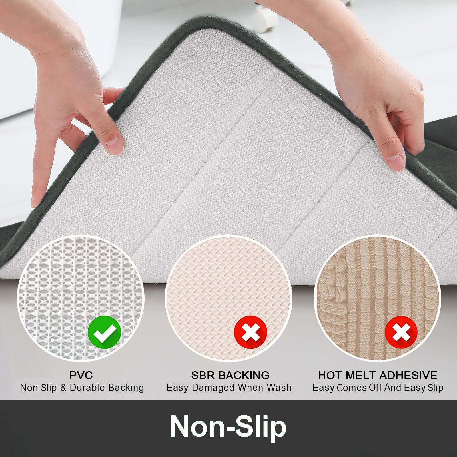U-Shaped Bath Toilet Mat Anti-slip Memory Foam Rug Soft Comfortable Absorbent Bathroom Shower Mats for Bath Toilet Floor Rug