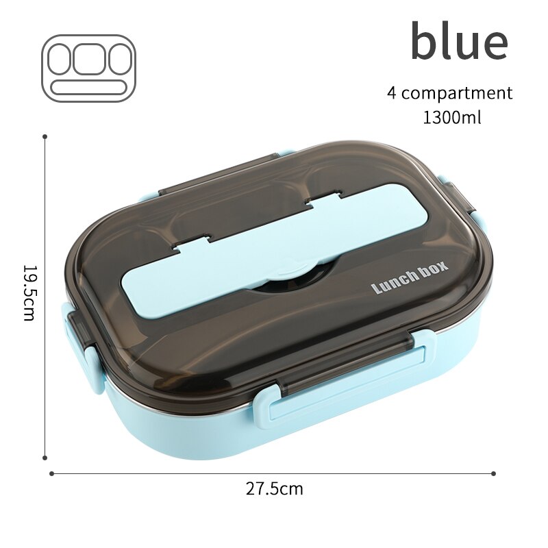 HENGFENG Portable 304 Stainless Steel Lunch Box Japanese Style Compartment Bento Box Kitchen Leakproof Food Container