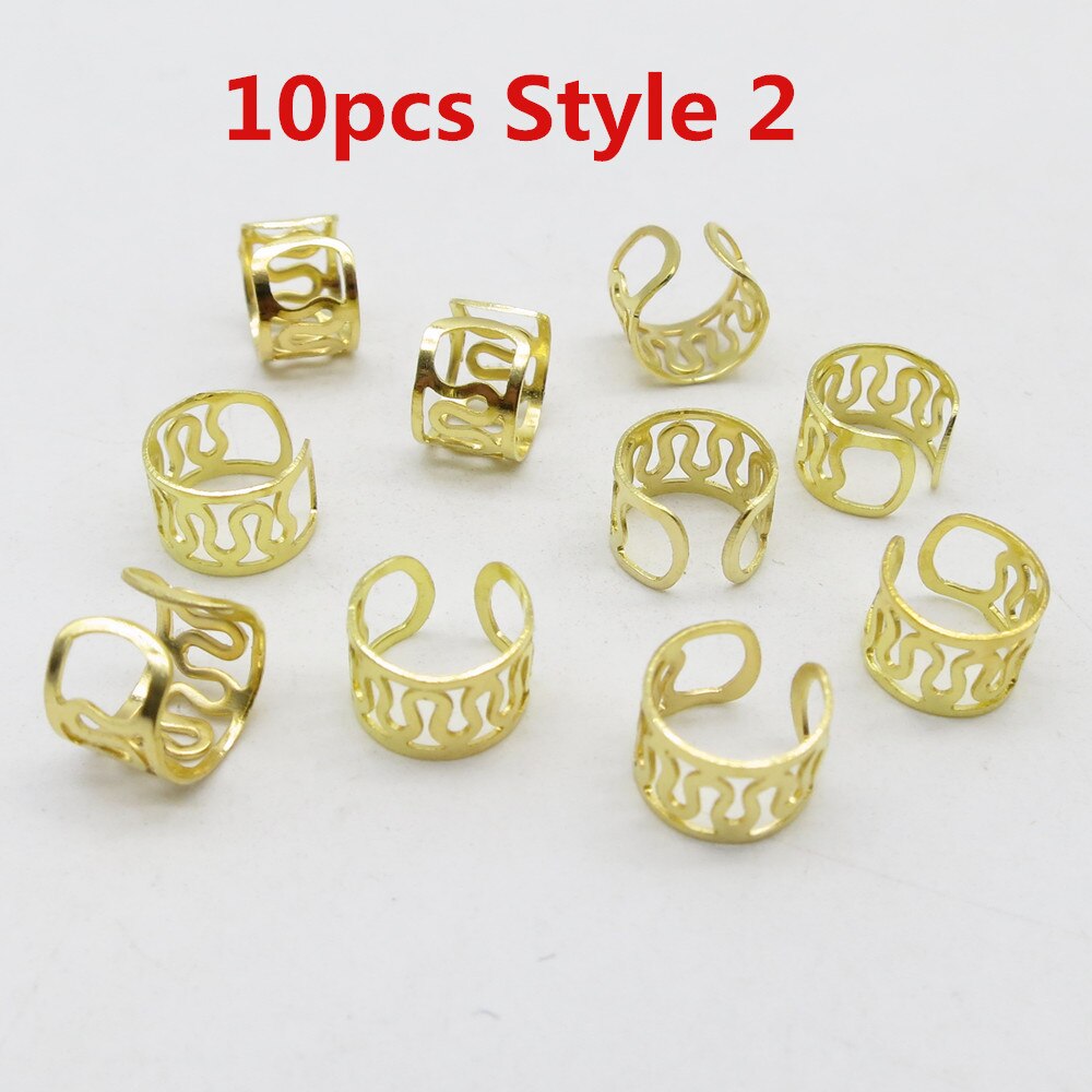 10 stk /20 stk justerbar viking hår Grue seg fletter dreadlock skjegg perler mansjetter klips til hår kvinner menn tilbehør: 10 stk stil 2