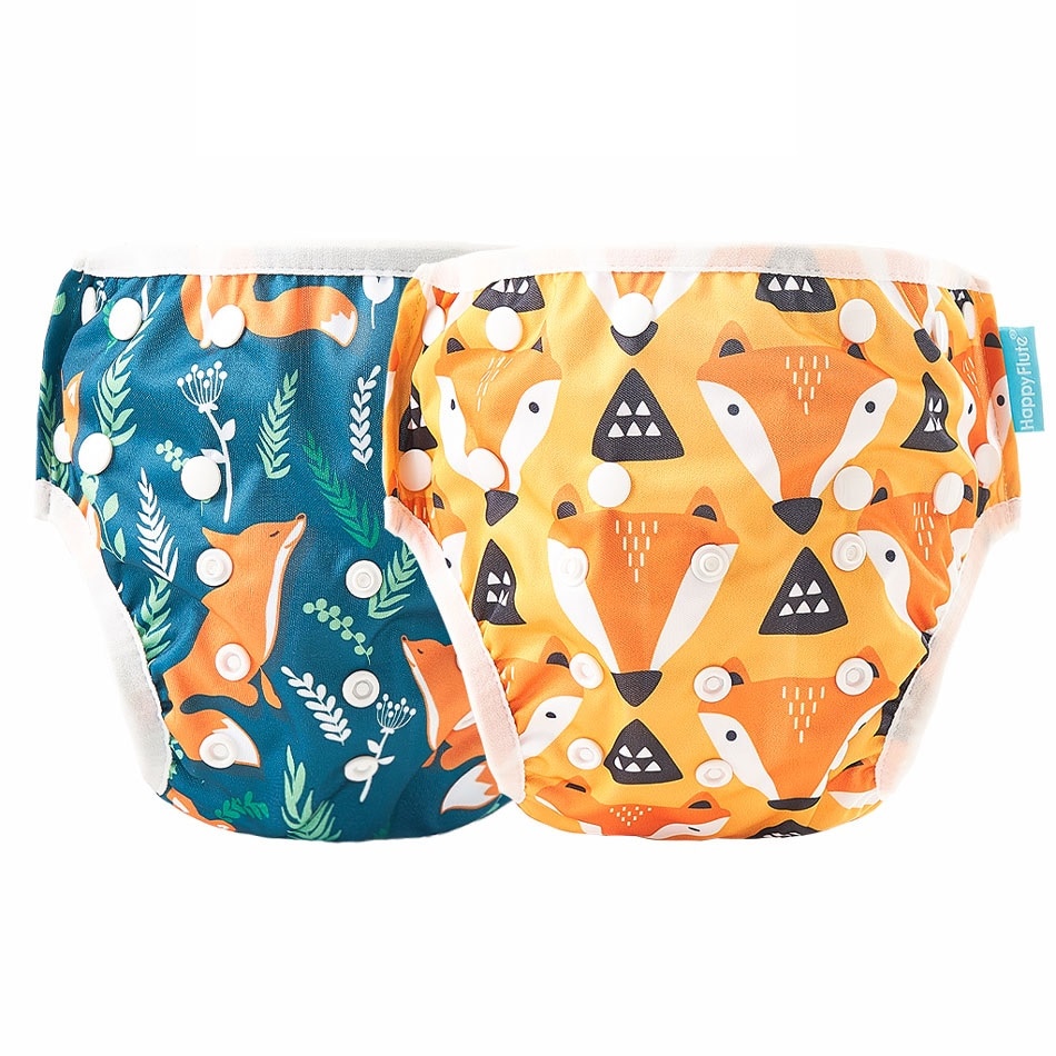 Happy Flute – couche-culotte ajustable en tissu réutilisable pour bébé, 2 pièces, housse lavable, pour l'été, pantalon de piscine