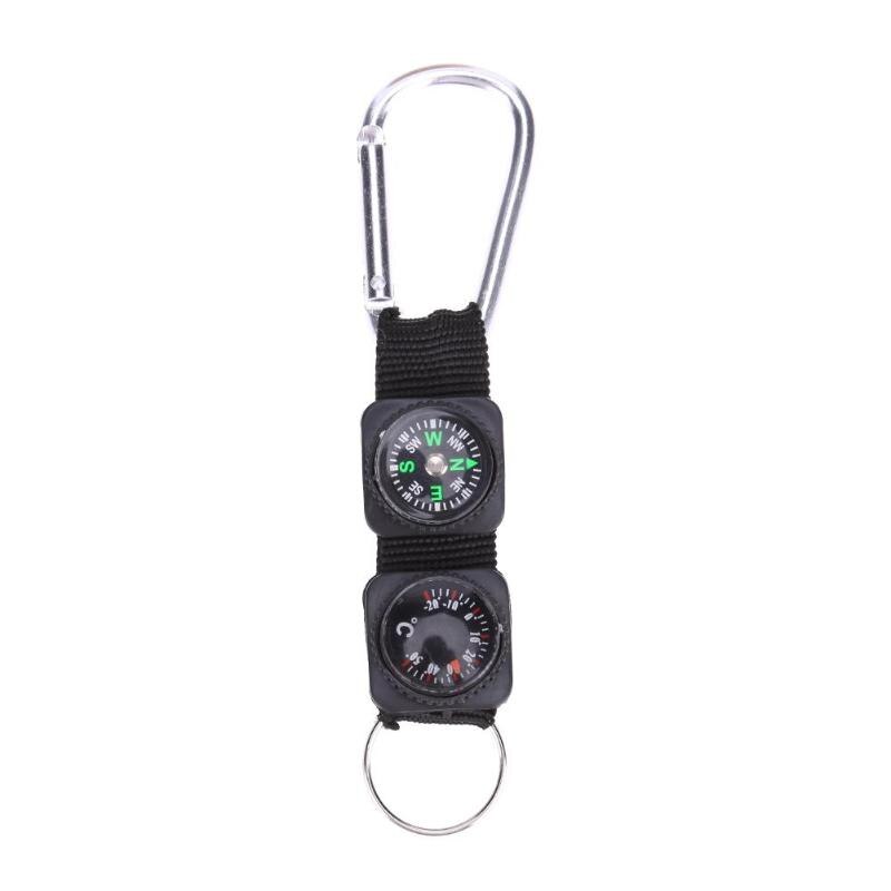 3 in 1 Mini Multifunctionele Wandelen Reizen Kompas Thermometer Carabiner Sleutelhanger Ehbo Kits Veiligheid Survival Gereedschap