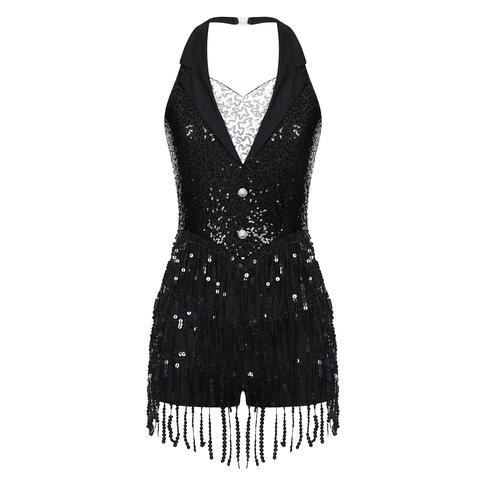 Robe de danse moderne pour femmes, Costume de spectacle à paillettes brillantes, sans manches, Jazz latin, Tango, Salsa, justaucorps, tenue: XL / GRIS