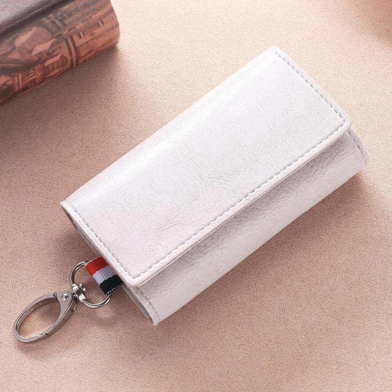 DICIHAYA PU Leather Man Women Key Wallet Short Square Retro ID Card Holder Hasp Vintage Multi-function Car Key Chain Fold Wallet: Beige