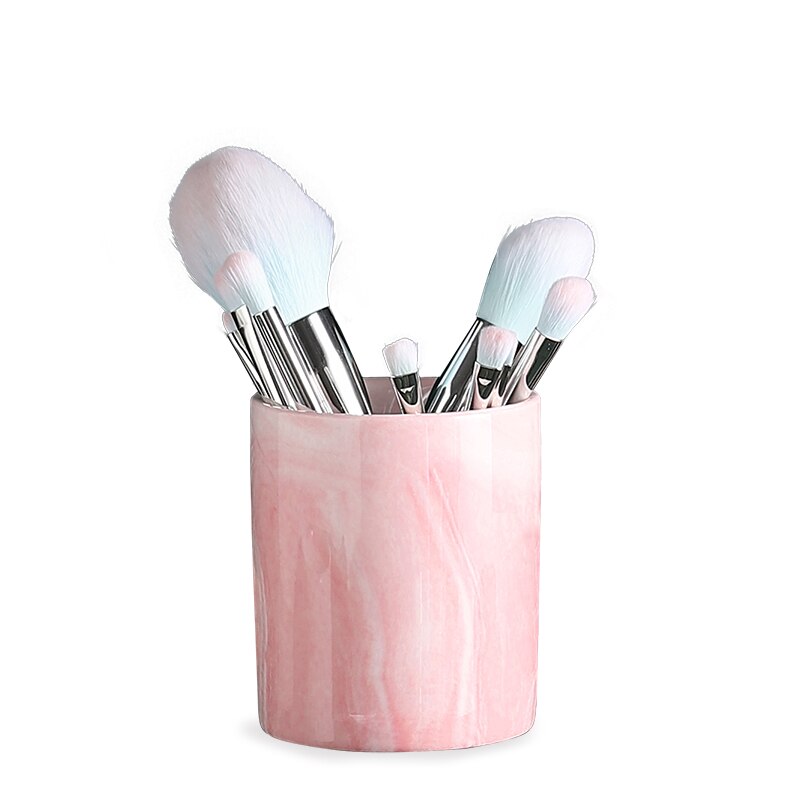 Keramische Marmer Patroon Make Up Borstel Organizer Cosmetische Wenkbrauwpotlood Lipstick Opslag Buis Pen Houder Sieraden Opbergdoos